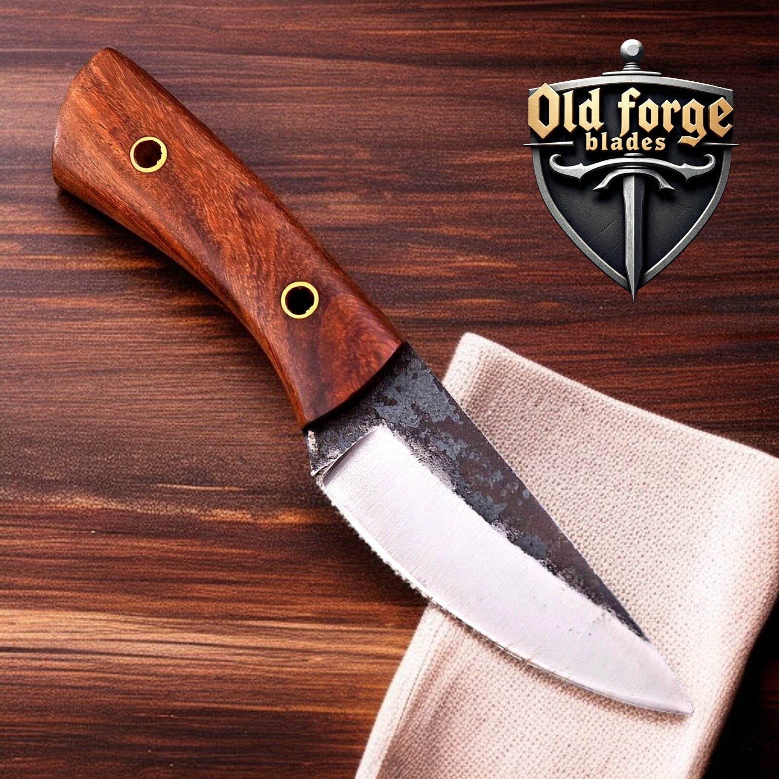 Damascus Custom Handmade Skinning Knife with Rosewood Handle