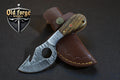 Damascus Steel Skinning Knife with Gut Hook - Fixed Blade Deer Hunting Knife