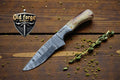 Authentic Damascus Steel Hunting Knife - 8" Fixed Blade with Natural Bone Handle