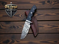 Big Cat Knives Damascus Steel Knife with Black Resin Handle
