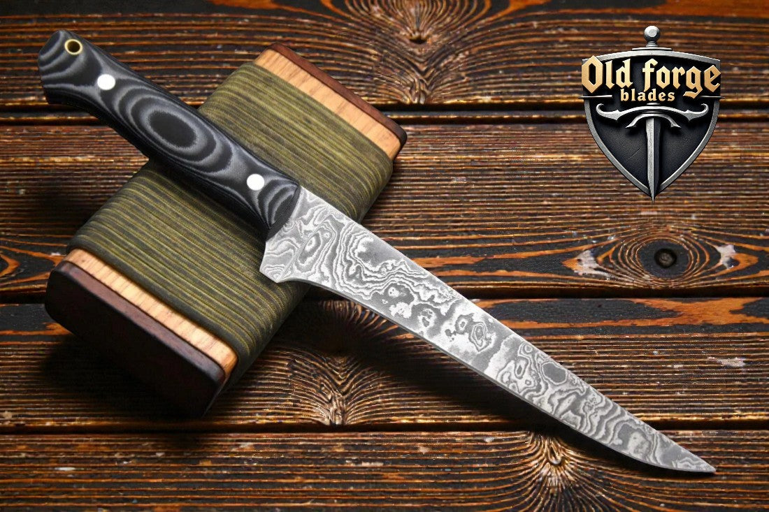Premium Damascus Fillet Knife With Leather Sheath