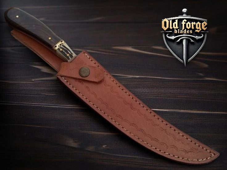 Premium Damascus Fillet Knife – Rosewood & Antler Handle