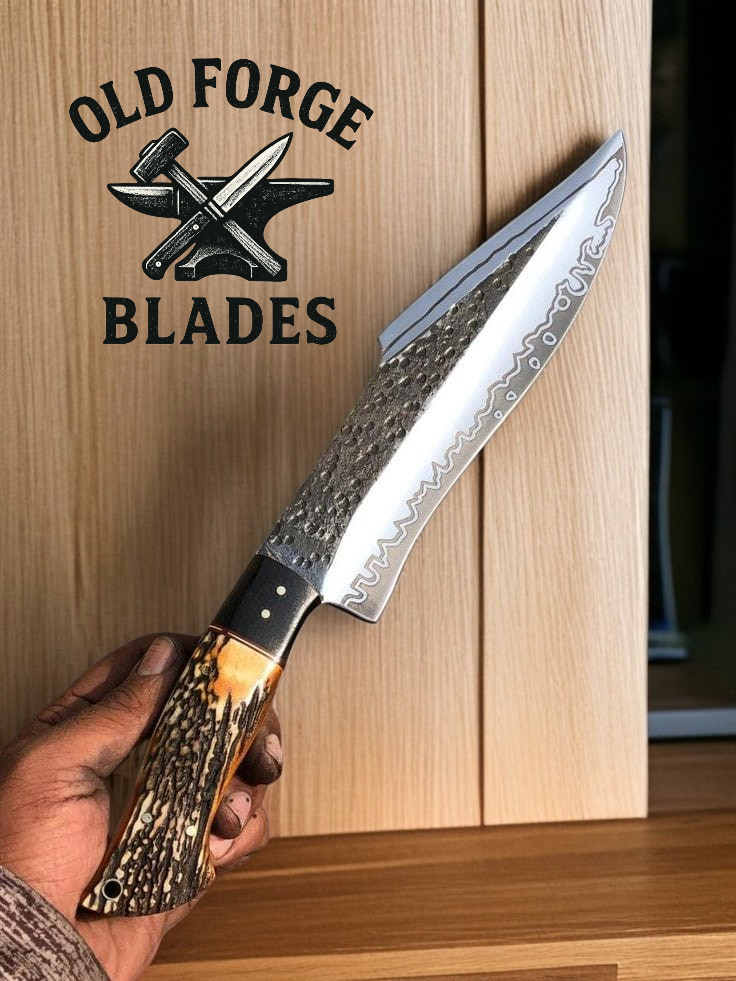 Custom Handmade Damascus Knife – 9" Blade Bowie Knife