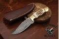 Handmade Demascus Blade Knife with Stag Horn Handle