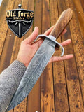 Custom Handmade Damascus Bowie Knife – Rosewood Handle