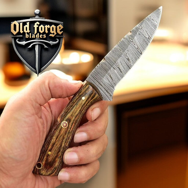 Handmade Damascus Hunting Knife with Pakka Wood Handle