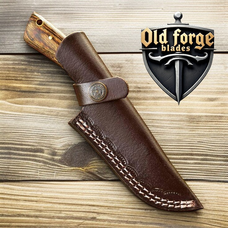 Handmade Damascus Hunting Knife with Pakka Wood Handle
