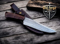 Premium Damascus Hunting Knives Set with Rose Wood Handle