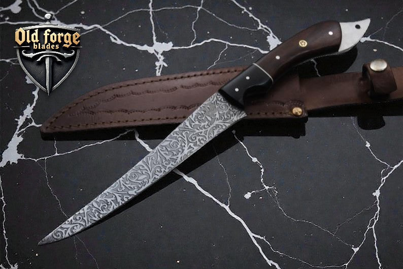 Handmade Damascus Fillet Knife – Rosewood Handle